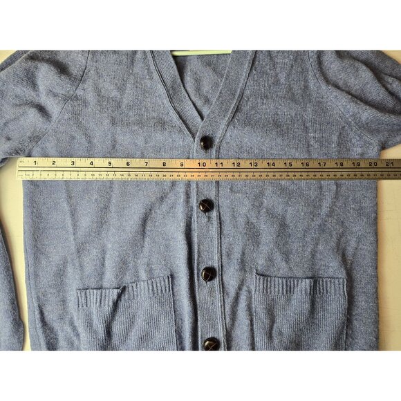 Vintage LL Bean Sweater Blue Lambswool Button Cardigan Grandpa - Picture 4 of 5